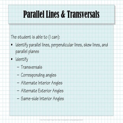2.4.1 Parallel Lines and Transversals