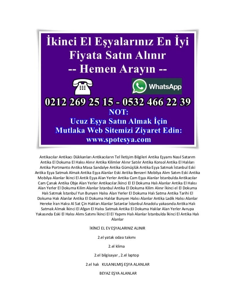 İstanbul 2.El Mobilya Almak Satmak 2.El Eşya Pazarı