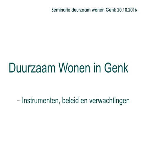 Duurzaam wonen in Genk