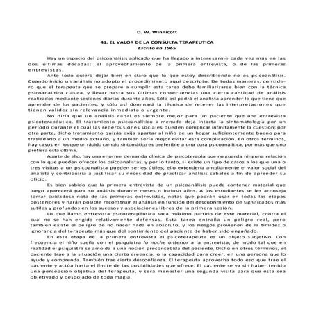 2. winnicott   el valor de la consulta terapeutica