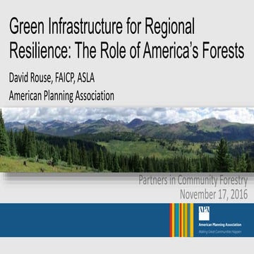 Green Infrastructure for Regional Resilience