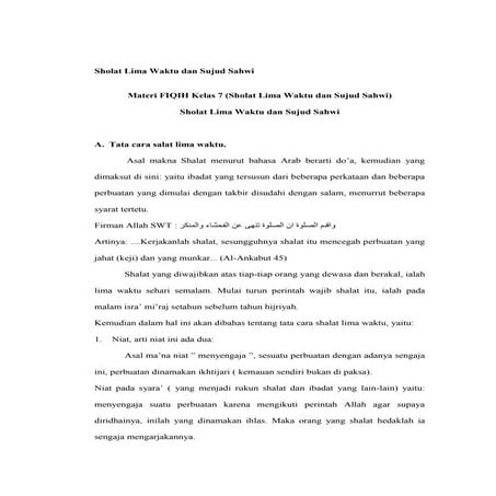 2. sholat lima waktu dan sujud sahwi
