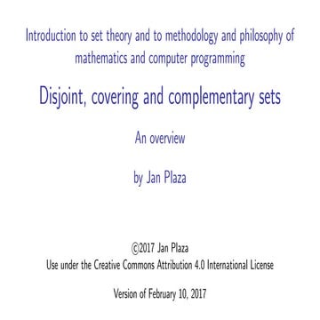 2.5 Disjoint, covering and complementary sets