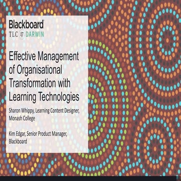 Effective management of organisational transformation with Learning Technolog...