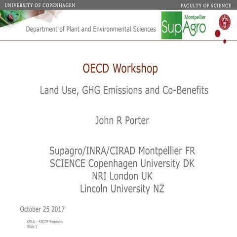 2.1 Land Use, Greenhouse Gas Emissions and Co-Benefits - Professor John Porter