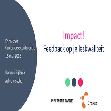 Adrie Visscher en Hannah Bijlsma - Feedback op je leskwaliteit | PPT