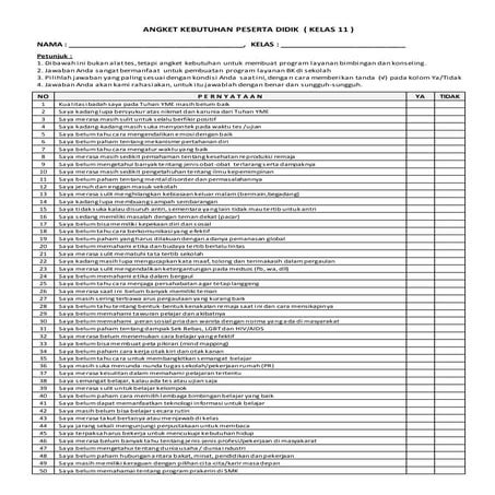 2. angket kebutuhan peserta didik smk kelas 11