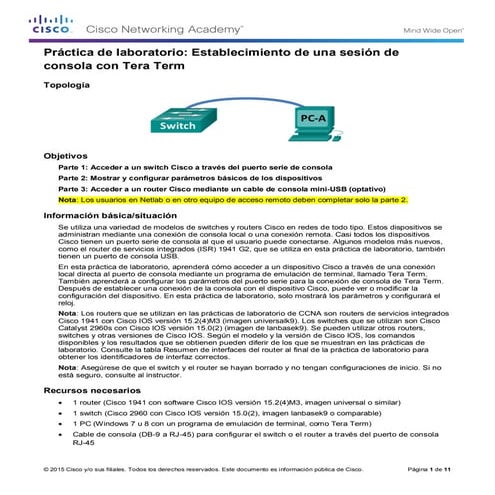 2.1.4.7 lab   establishing a console session with tera term