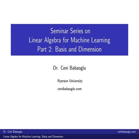 2. Linear Algebra for Machine Learning: Basis and Dimension | PDF ...