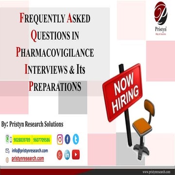 FREQUENTLY ASKED QUESTIONS IN PHARMACOVIGILANCE INTERVIEW AND ITS PREPARATION