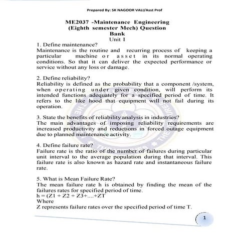 maintenance engineering