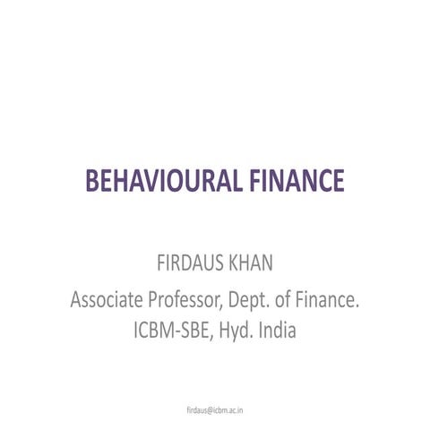 BEHAVIOURAL FINANCE