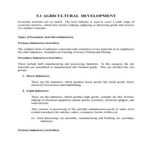 AGRICULTURAL DEVELOPMENT