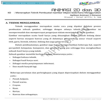 Animasi 2D dan 3D menerapkan teknik pembuatan gambar object sederhana menggun...