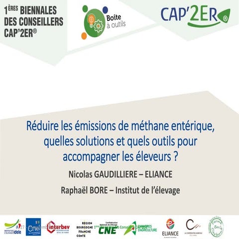 Biennales CAP2ER - réduire les émissions de méthane entérique