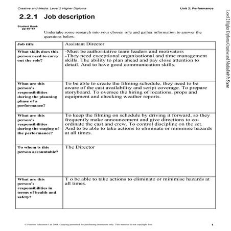 Worksheet 2.2.1 Job description | DOC