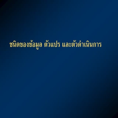 2.3 ชนิดข้อมูล ตัวแปร และตัวดำเนินการ