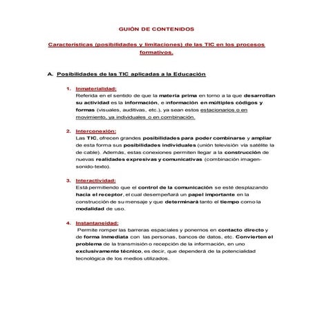 2.3 Características: posibilidades y limitaciones de las TIC en los procesos ...