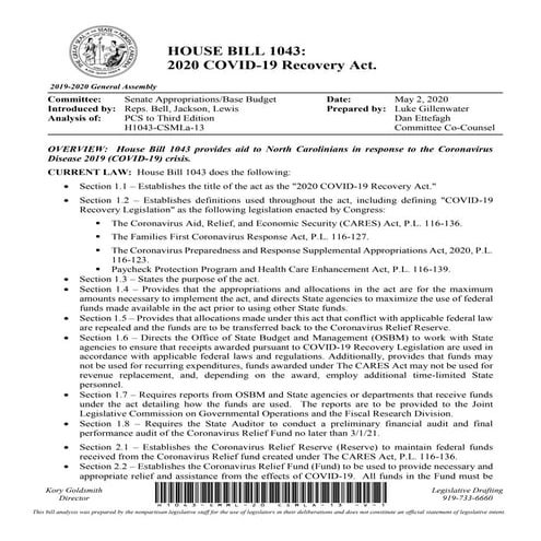 Summary of COVID-19 money bill