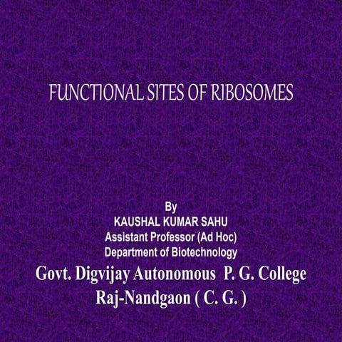 Functionasites of ribosomes By KK Sahu Sir