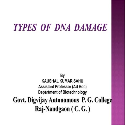 DNA damage, types by kk sahu