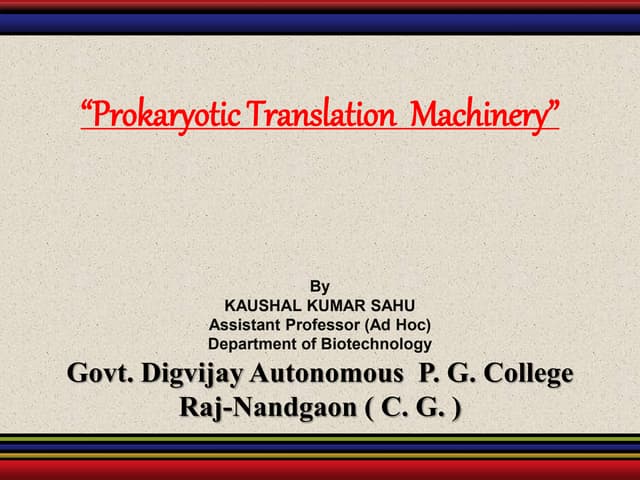 prokaryotic translation mechinry