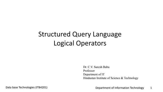 SQL logical operators