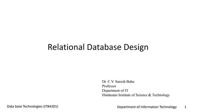 Relational Database Design Pptx Relational Database Design Pptx
