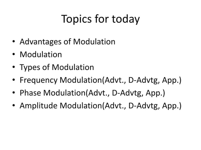 Different types of Modulation Techniques