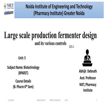 Large scale production fermenter design