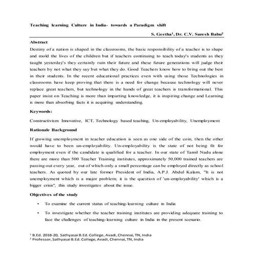 Paradigm Shift in Teaching, Learning and Evaluation | PPT