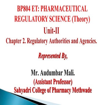 2. unit II, chapter-2 regulatory authorities and agencies.