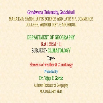  Elements of weather & climate