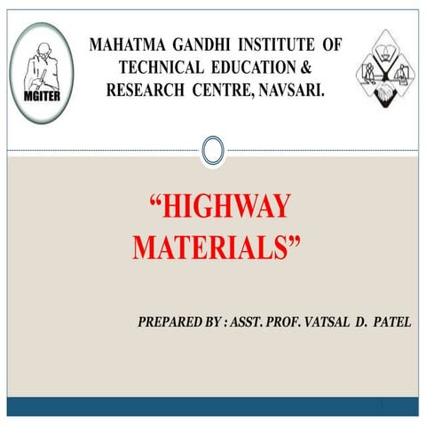 2.3 HIGHWAY TRANSPORTATION : HIGHWAY MATERIALS (TRE) 3150611 GTU
