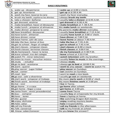 2. daily routines (1) | PDF