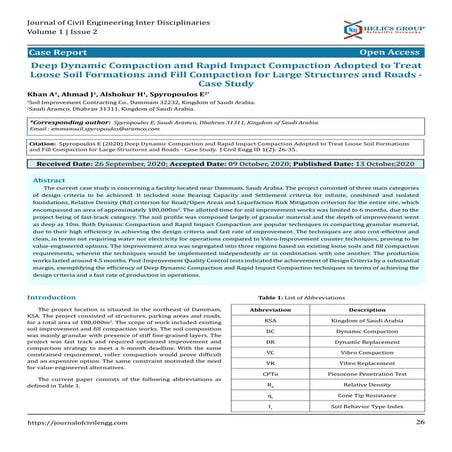 Deep Dynamic Compaction and Rapid Impact Compaction Adopted to Treat Loose So...