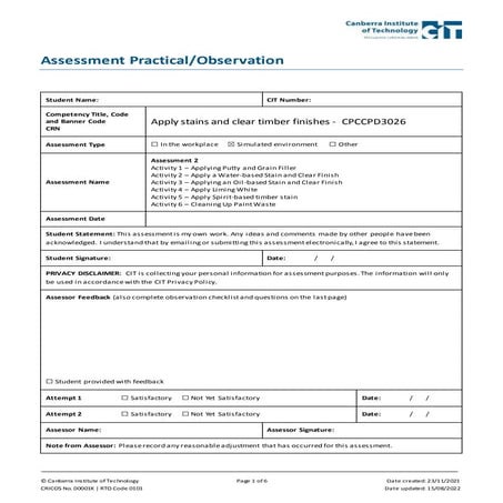 2. Practical Assessment_Apply stains and clear timber finishes.docx