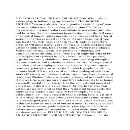 2.1PERSONAL VALUES MAJOR QUESTION What role do values play in infl.docx