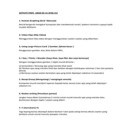AKTIVITI PAK21. Pembelajaran pak abad 21 | PDF