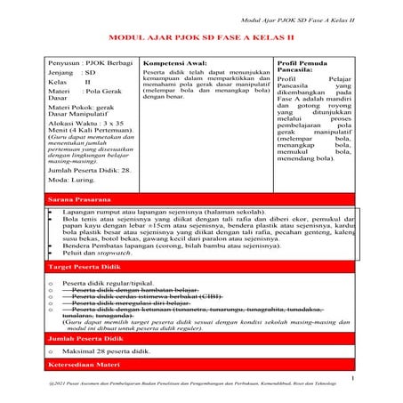 MODUL AJAR PJOK FASE C KELAS 5 KURIKULUM MERDEKA | DOCX