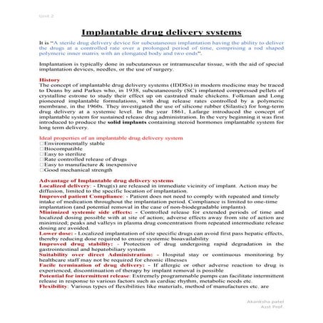 Implantable drug delivery systems