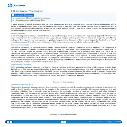 Ionization Techniques In Mass Spectroscopy | PDF