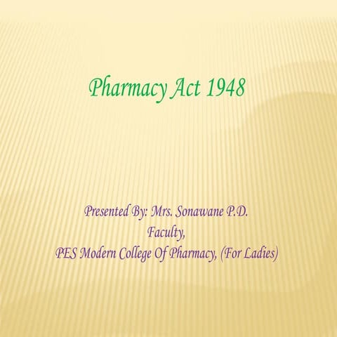 Pharmacy Act 1948.pdf, Various acts related to Pharmacy, List of Pharmacy acts