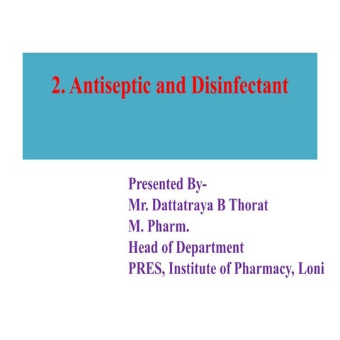 Antiseptic and Disinfectant-Introduction, Classification