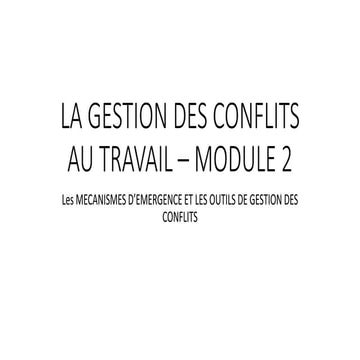 La gestion des conflits .power point présentation | PPTX