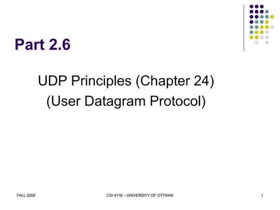 User datagram protocol (udp) | PPT