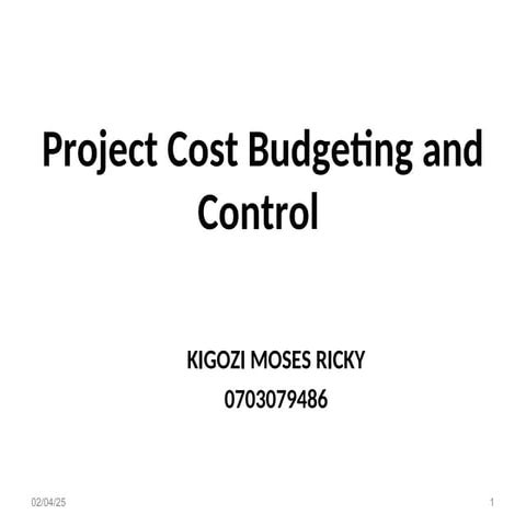 2. Project cost Budgeting and Budgetary Control.ppt