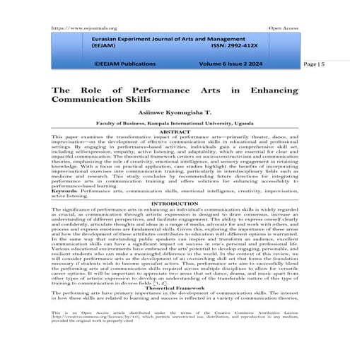 The Role of Performance Arts in Enhancing Communication Skills (www.kiu ...