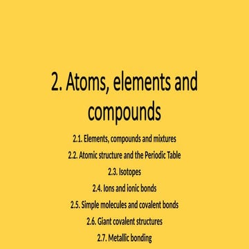 CIE IGCSE Chemistry Topic 2 - Atoms, elements and compounds