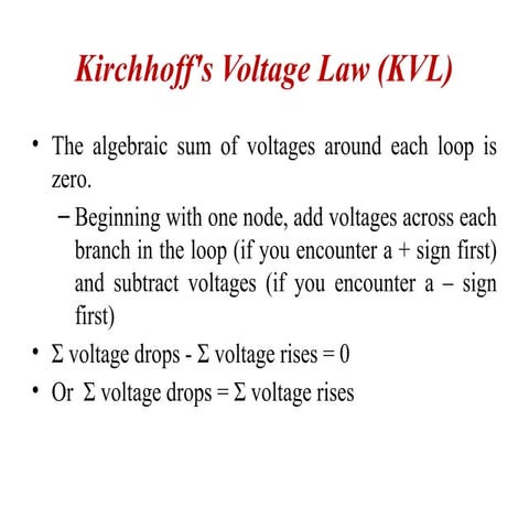 KVL KCL ppt electrical electronics eee tiet